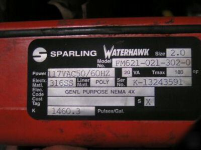 Sparling digital waterhawk 1 1/2 flow meter FM621-021