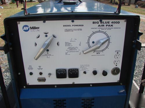 Miller big blue 400 d air pak on trailer w/leads 