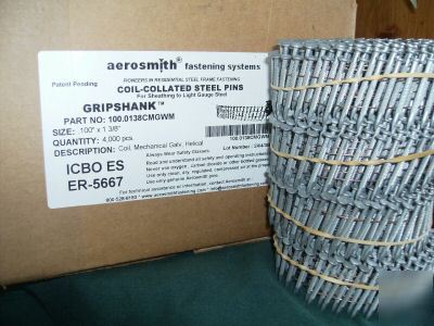 Gripshank coil collated steel pins fasteners 4000 piece