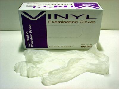 1 box vinyl exam gloves, no latex, pick your own size