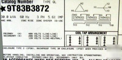 New ge 30 kva 480 primary 208Y/120 sec. 9T83B3872. 