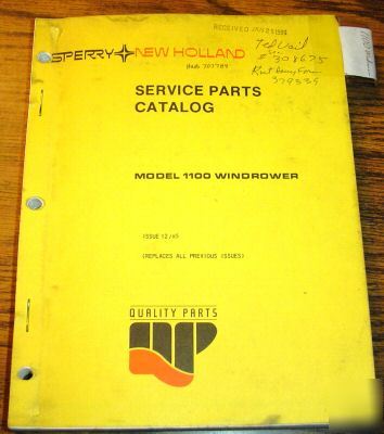 New holland 1100 windrower parts catalog manual book nh