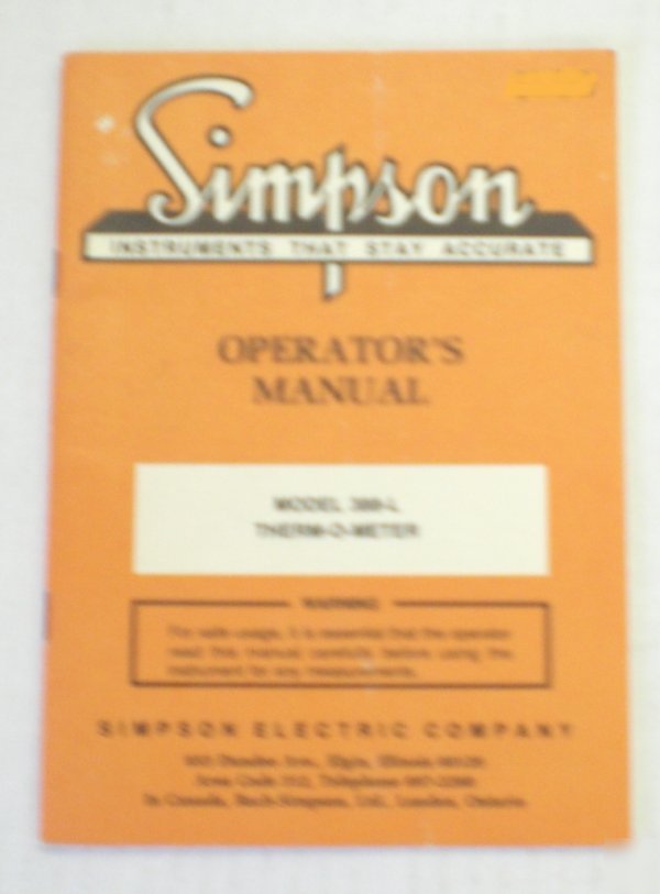 Simpson model 388-l therm-o-meter operators manual