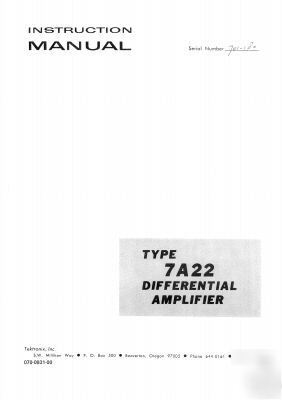 Tek tektronix 7A22 oper & service manual (commerical)