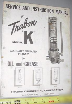 Trabon lube lubrication pump k service & install manual