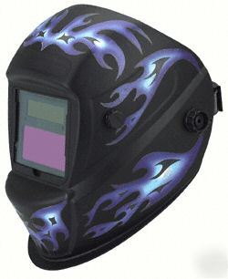 Welding helmet w/flames automatic darkening solar power