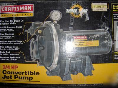 Craftsman 3/4 hp high pressure convertible jet pump