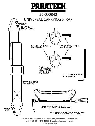 Paratech forcible entry tool carrying strap/clamp kit