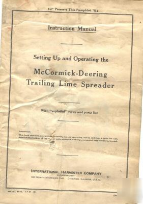 1940 mccormick-deering trailing lime spreader manual