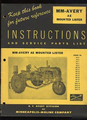 1952? mm-avery ae mounted lister instruc. & parts list