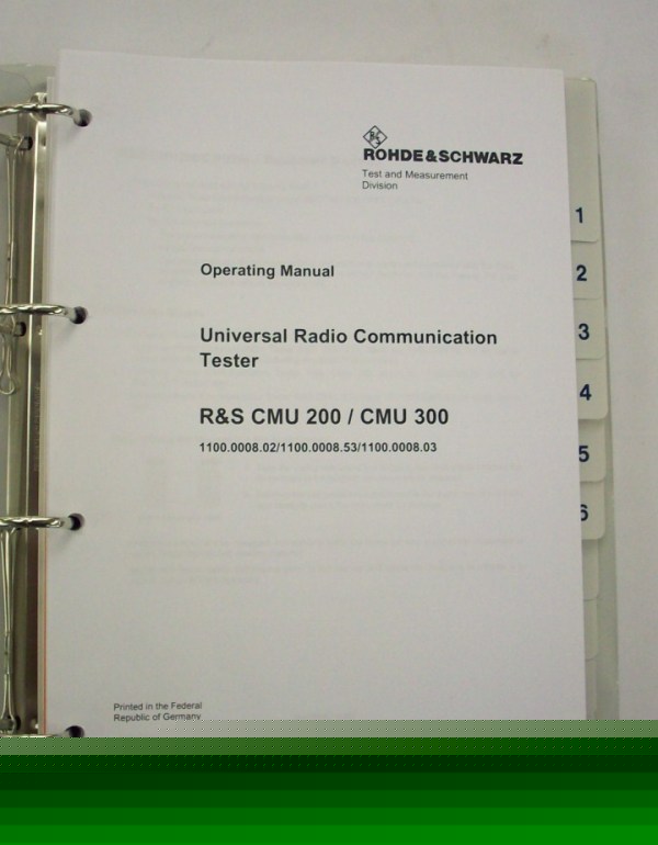 Rhode and schwarz CMU200/CMU300 operating manual