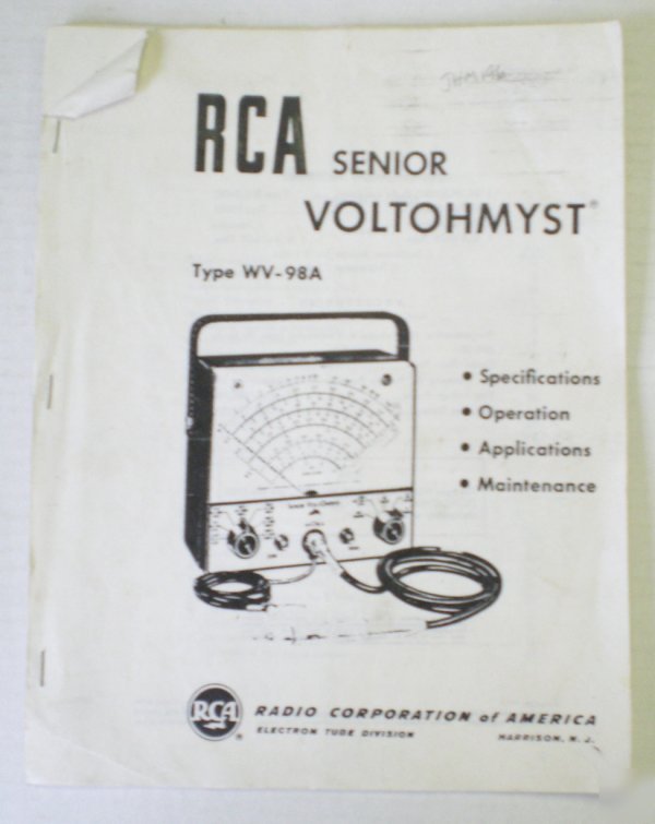 Rca type wv-98A manual - $5 shipping 