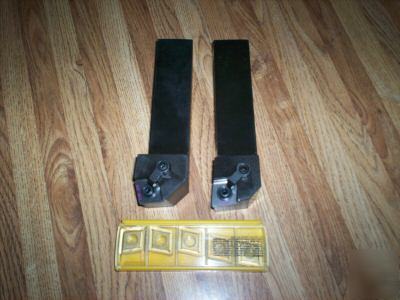 2 kennametal turning tools with 5 carbide inserts cnmg 
