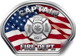 Fire helmet face decal 49 reflective captain flag