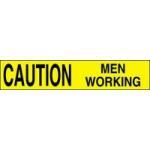 Men working yellow barricade tape 3 mil 1000' case