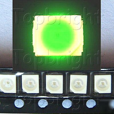 New 200 pc plcc-2 power top smd smt 1800 mcd green led 