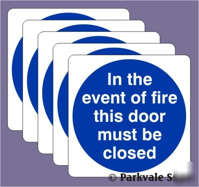 Pack of 5 100X100MM in event of fire signs - 0505R