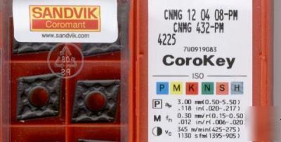 Sandvik turning inserts cnmg 120408-pm 4225 . 1 pcs