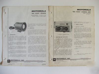 Motorola TU449/TU450 speaker, TCN6023AA control manual 