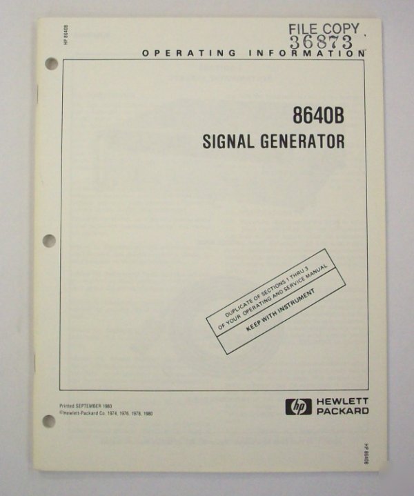 Hp / agilent 8640B op info manual - $5 shipping 