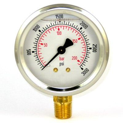 Afc-3M-25 hydraulic hose pressure gauge, 0-3,000 psi