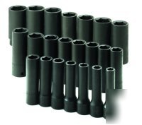 22PC 1/2IN. dr. metric deep 6 pt impact socket set -s k