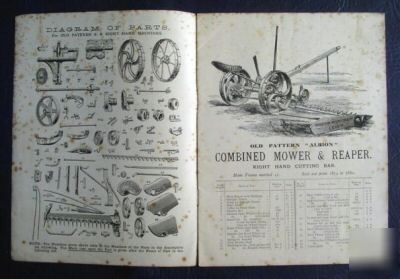 Albion two horse mowers parts list manual original 1886