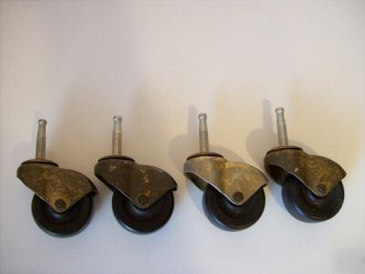 4 vintage swivel casters 2 inch wheels heavy duty