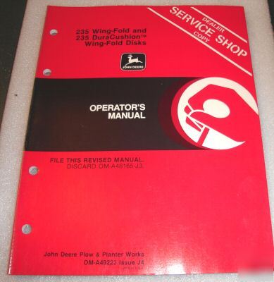 John deere 235 wing fold dura disk operator's manual