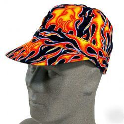 Traditional welder's cap tuff nougies, big flames