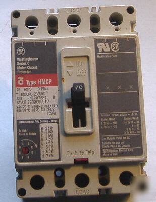 Westinghouse mccb circuit breaker hmcp 70A 3 pole 3 ph