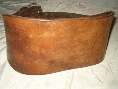 Work/back saver belt: h.d. cowhide,30-36â€ waist,vintage