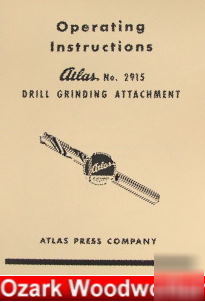 Atlas 2915 drill grinding instruction & parts manual