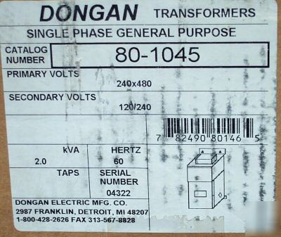 Dongan 2.0KVA single phase transformer