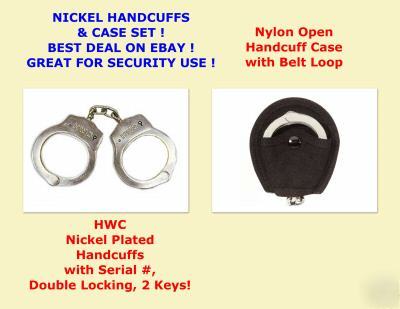 Hwc chain handcuffs & nylon open handcuff case gift set