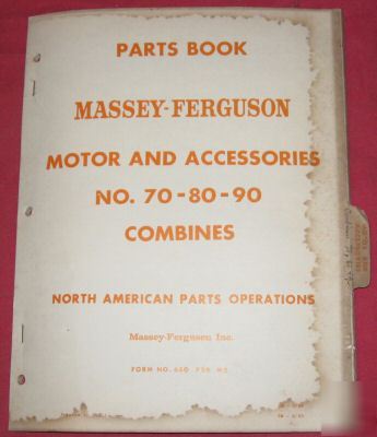 Massey-ferguson 70 80 90 combine motor & acc parts book