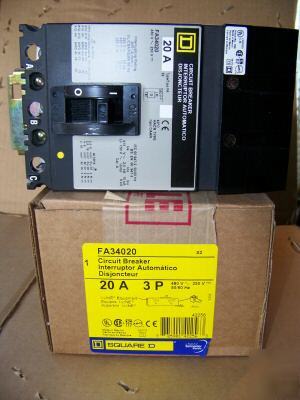 New square d FA34020 3POLE 20AMP 480V circuit breaker 
