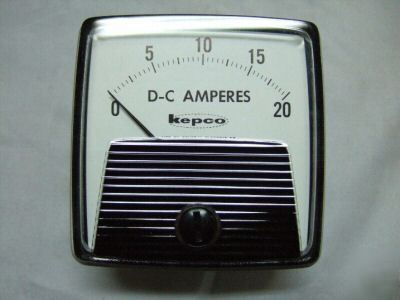 Ge kepco d-c amperes 0-20 dc amper panel meter dw-91