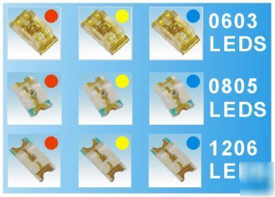 0603 0805 1206 smd chip led(red,yellow,blue each 10PCS)