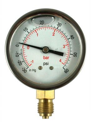 63MM hydraulic pressure gauge rear entry -30HG + 60 psi