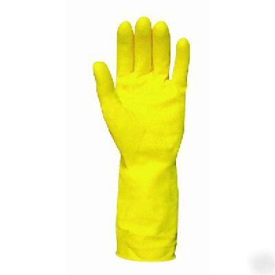 New 2 prs yellow latex rubber gloves medium item