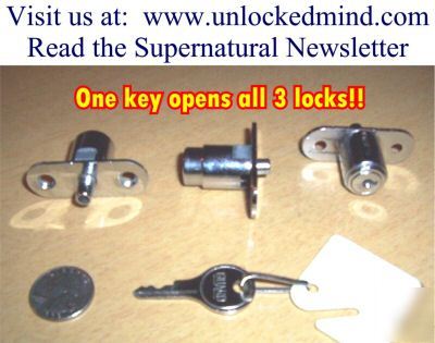 Set of 3 keyed alike sliding cabinet door locks
