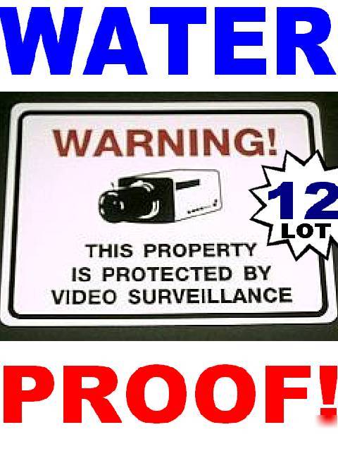 Security dvr surveillance system warning sticker 12 lot