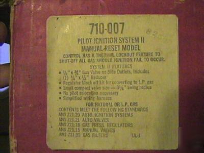 Pilot ignition system ii, 710-007, gas valve, ignitor +