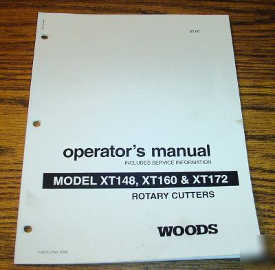 Woods XT148 XT160 XT172 rotary mower cutter op manual