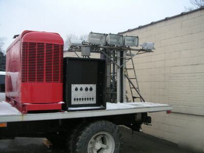 40 kw generator with light set, 6 cylinder gas motor
