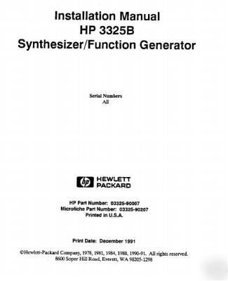 Agilent hp 3325B installation manual