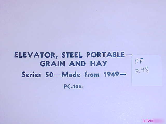 John deere 50 portable hay grain elevator parts catalog
