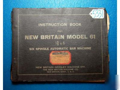 New britian instruction book six spindle auto bar mach.