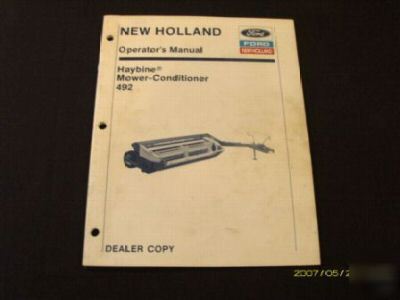 New holland 492 haybine mower dealer operators manual